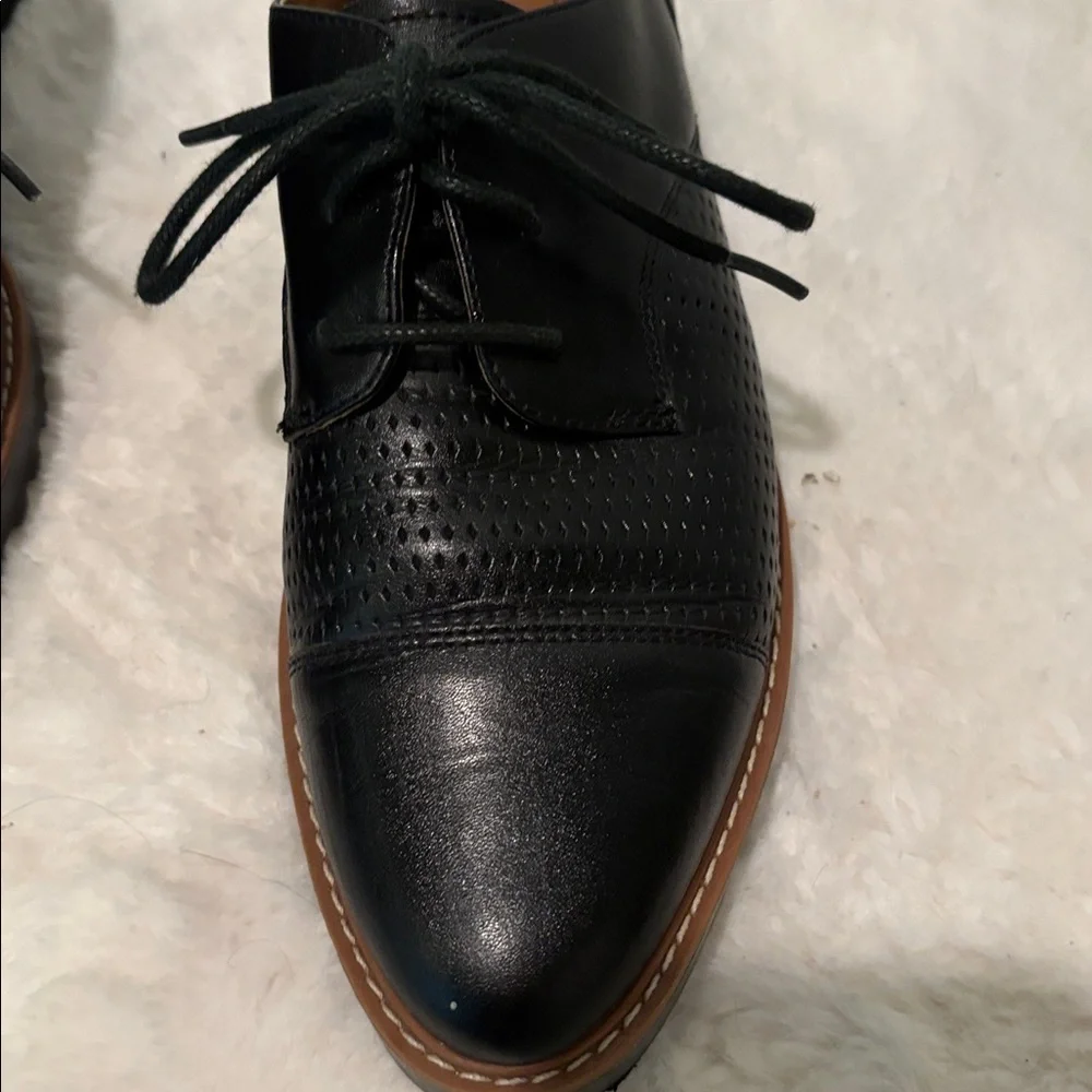 14th & Union Leather Codey Black Perforated Derby Shoes 6M